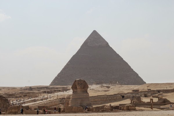 Sphinx and Pyramid in Cairo, Egypt