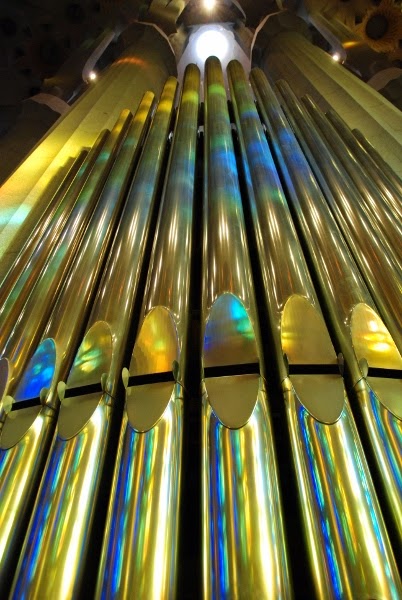 La Sagrada Familia Organ and Stained Glass Lighting in Barcelona, Spain