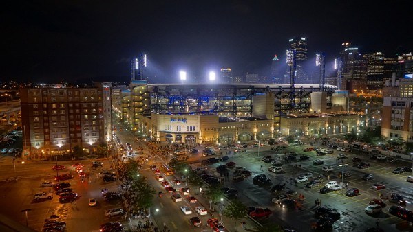 Pirates Stadium at Night on Sony a6000