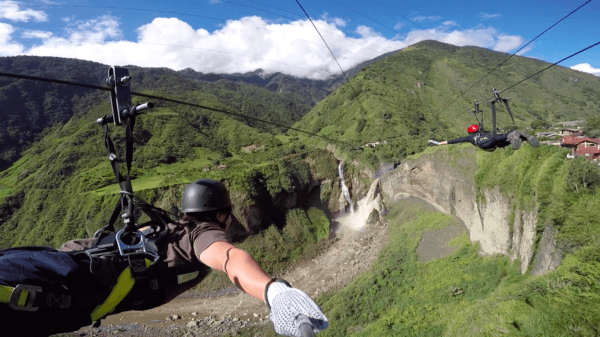 Zip lining in Ecuador