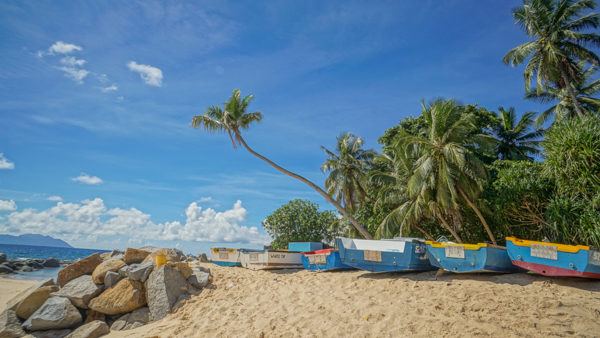 Seychelles Beach with Boats