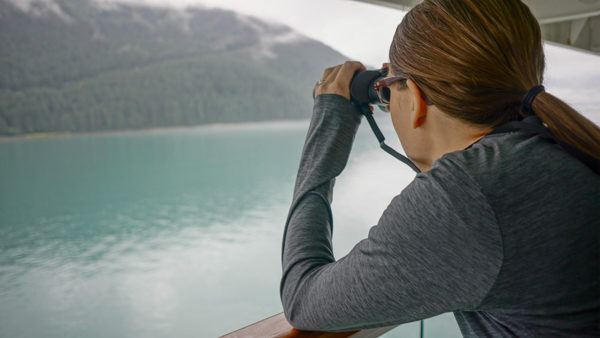 Looking for Bears from our Cruise Balcony in Alaska