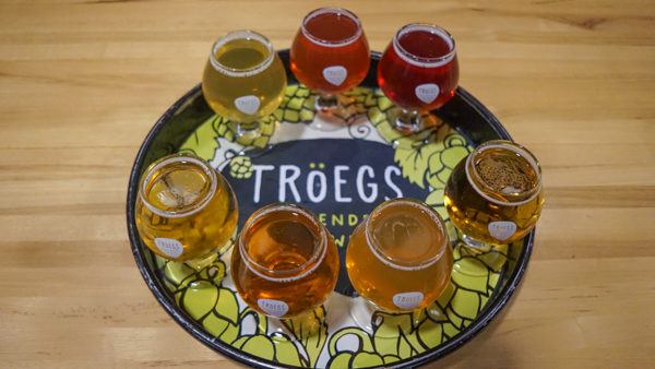 A flight of Troegs beer in Harrisburg