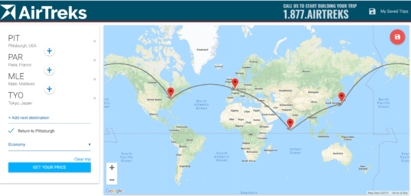 AirTreks Flight Route