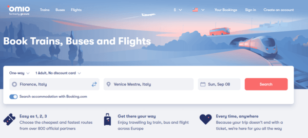 Booking process with Omio