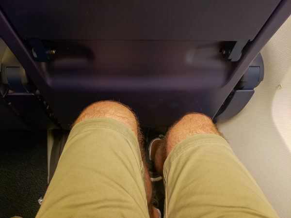 Legroom on Ryanair flight. Fine for my 5'9" frame and 90 minutes.