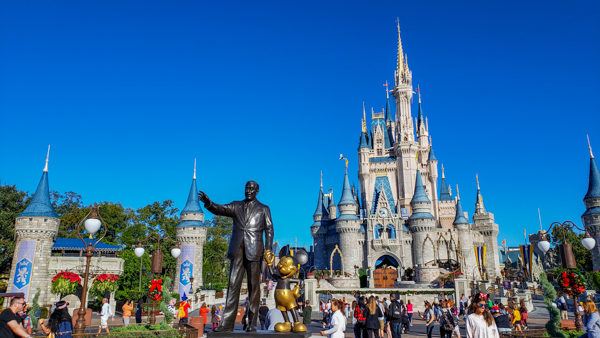 Disney and Mickey Statue at Magic Kingdom