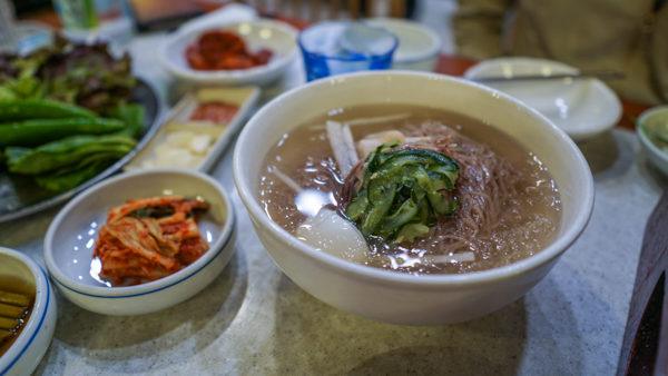 Naengmyeon cold buckwheat noodle soup