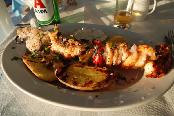 Seafood Skewer at Akgrogiali in Chania