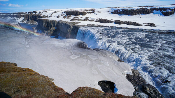 Detifoss Waterfall with Snow and Ice