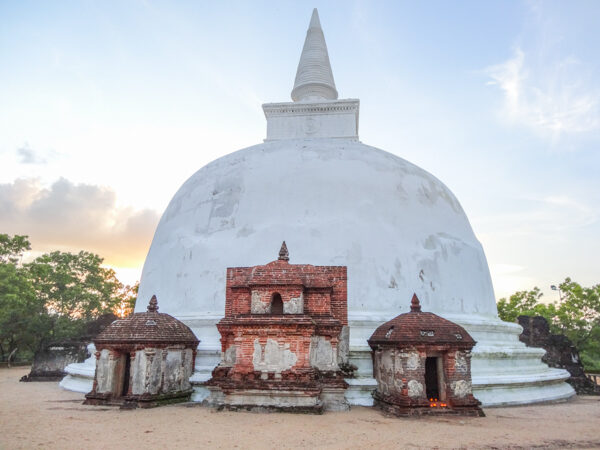 Sunset at the Kiri Vihara Stupa in Sri Lanka