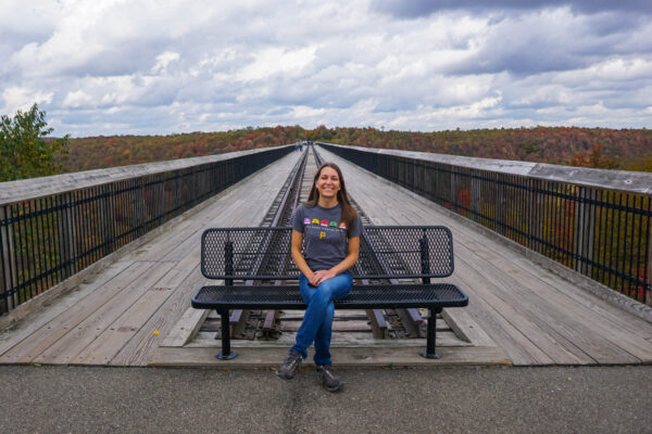 At the start of the walkway at Kinzua Bridge State Park