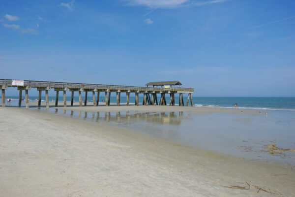 Tybee Island Beach and Pier at Low Tide