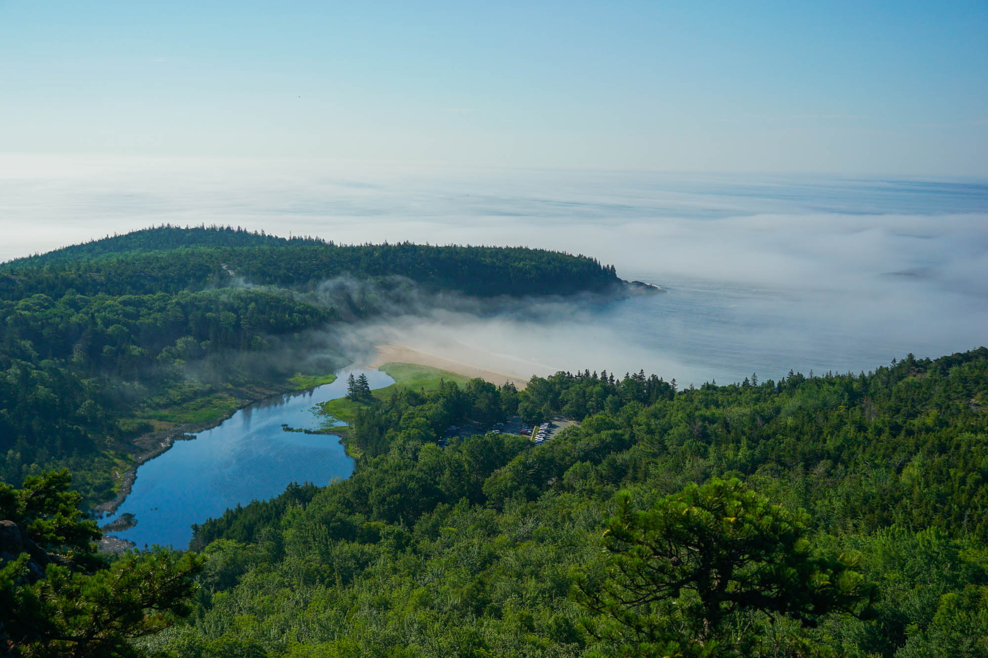 View of the Acadia Beach from the Beehive Summit