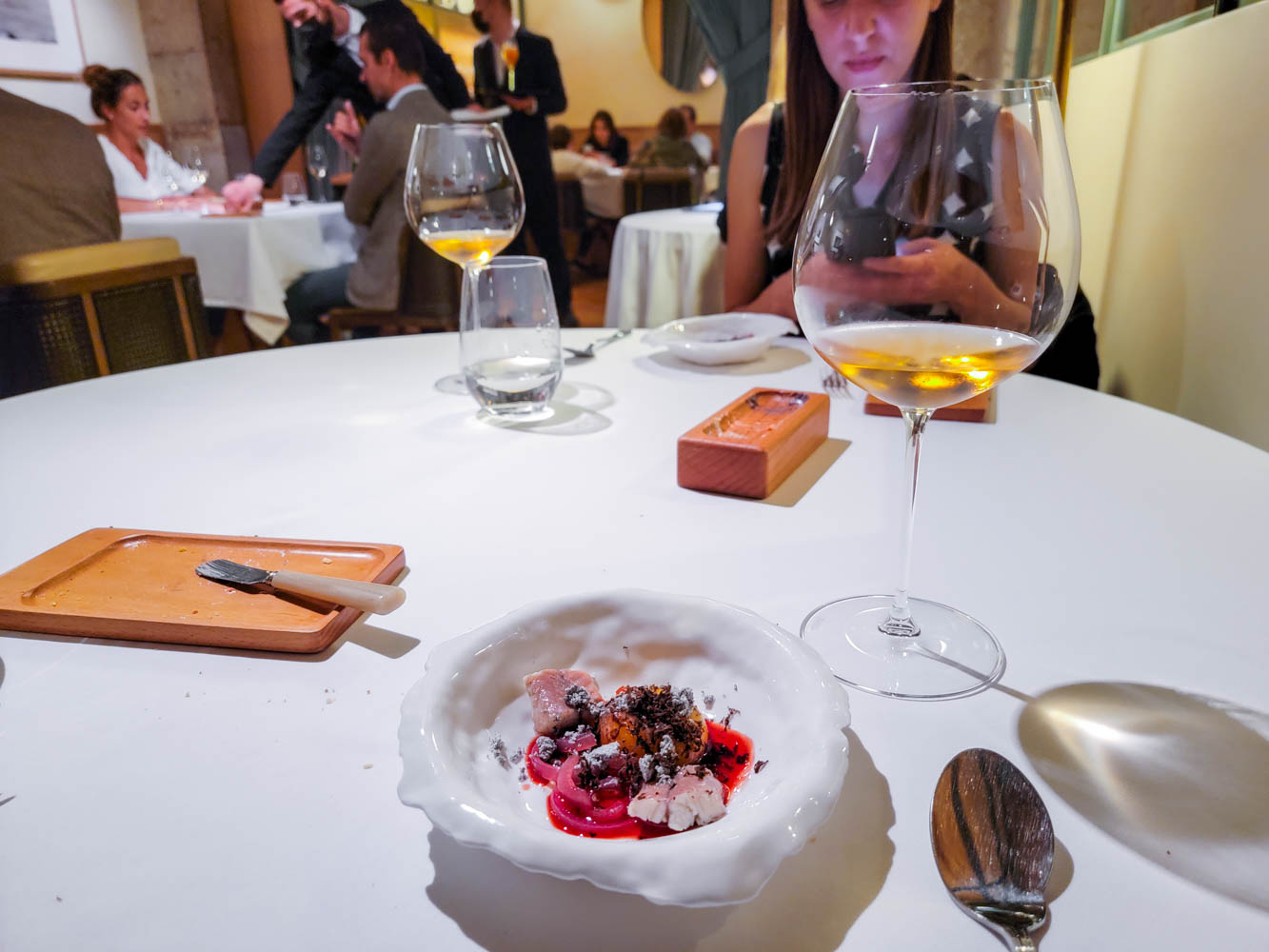 Cured Egg Yolk and Ell at Belcanto in Lisbon