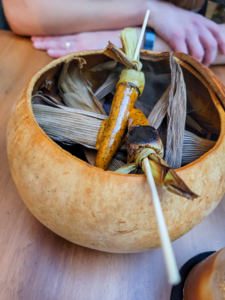 Corn with chile and ants at Pujol