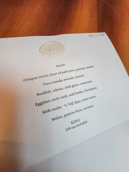 Pujol Tasting Menu