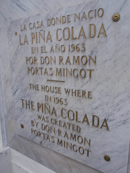 Barrachina Plaque for Pina Colada Invented Date