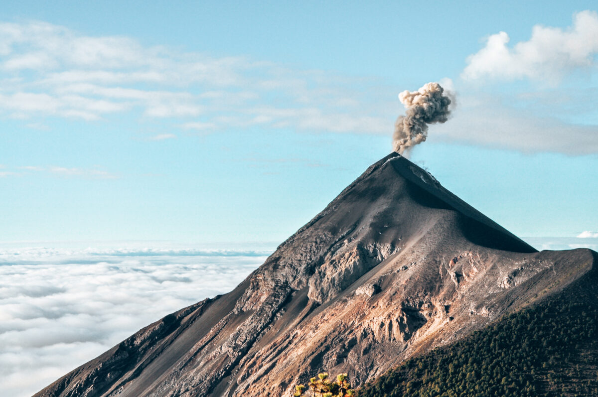 Smoke coming out of El Fuego Volcano in Guatemala
