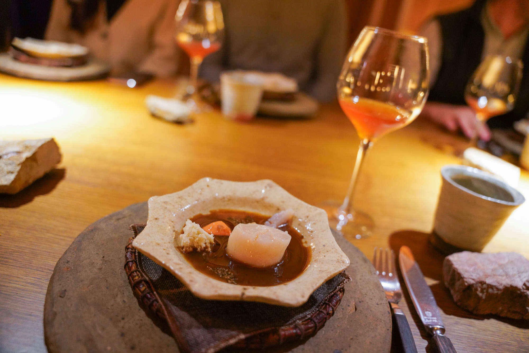 Scallop and wine