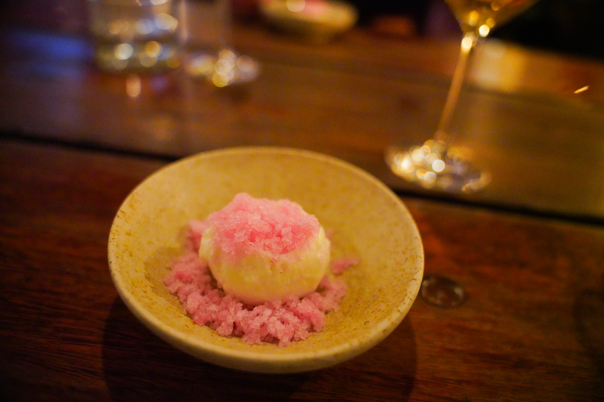Ice Cream with Black Currant Leaf Granita Ice Cream with Black Currant Leaf Granita
