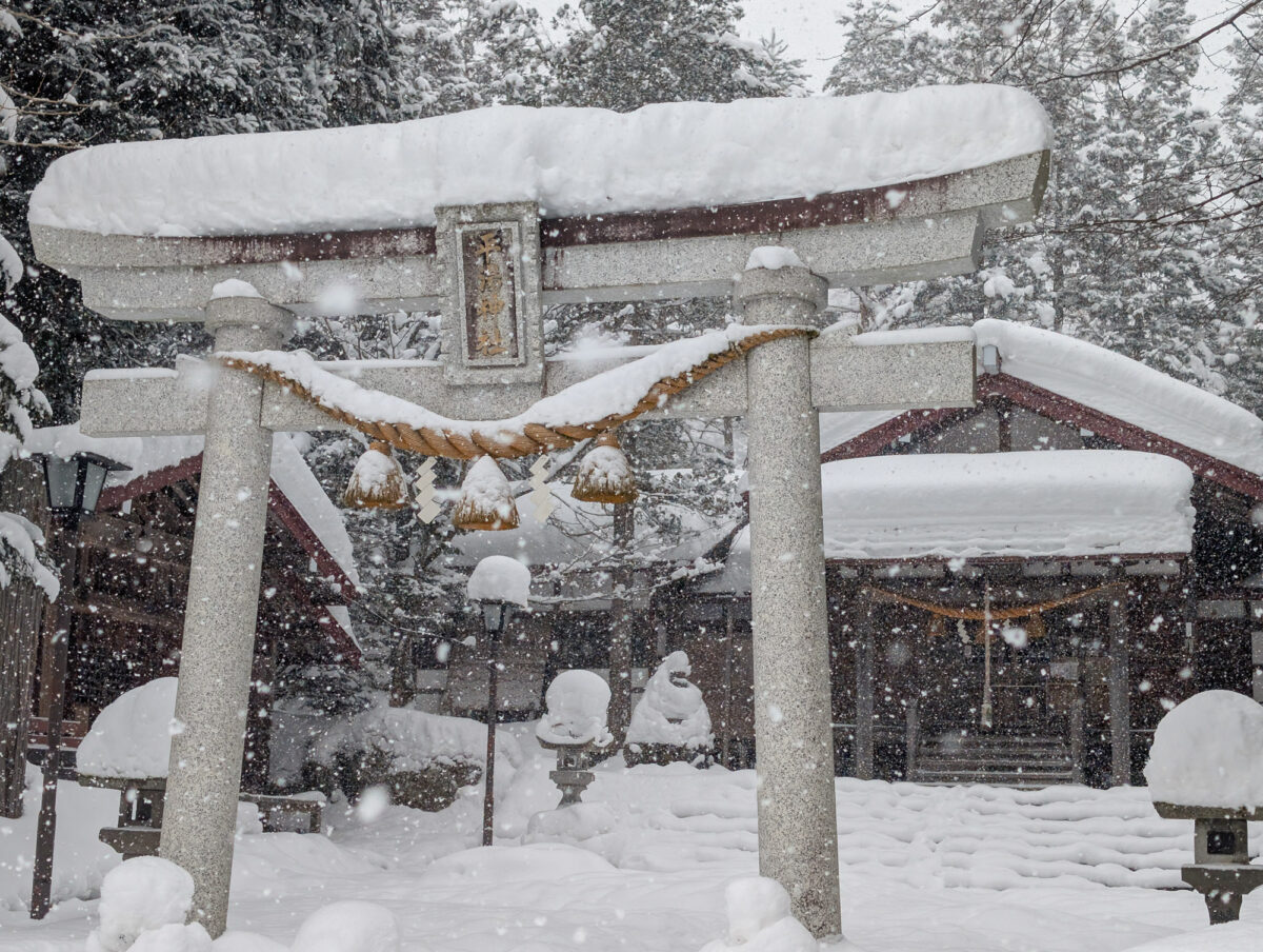 Snow and Japanese Gate Snow and Japanese Gate